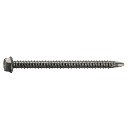 Midwest Fastener Self-Drilling Screw, #12 x 3 in, Plain Stainless Steel Flange Hex Head External Hex Drive, 25 PK 53276